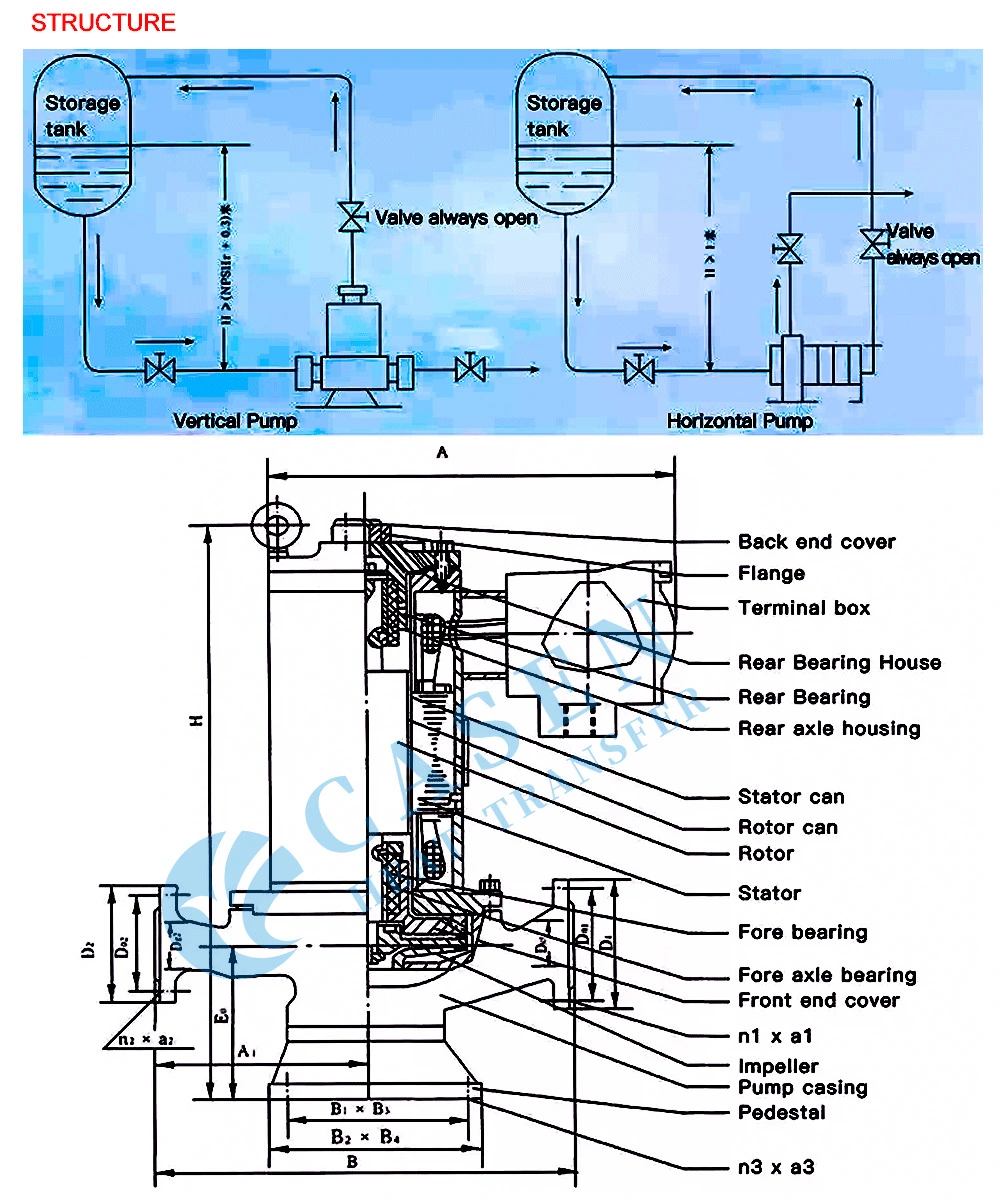 Vertical Reverse Circulation LPG Filling Liquid Ammonia Canned Pump with Vented Pipe